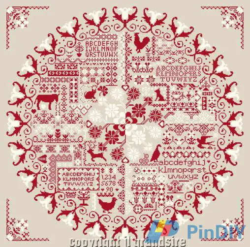 Broderie.net - Jean-Louis Grandsire BN35 - Sampler Rond-Cross stitch  Communication / Download (only reply)-Cross stitch Patterns  Scanned-PinDIY.com