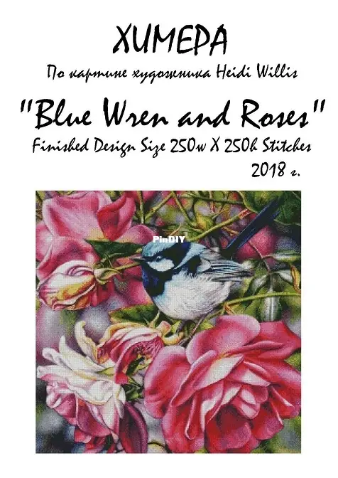 Chimera Blue Wren And Roses By Heidi Willis Cross Stitch