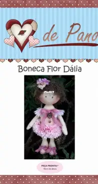 Atelier Coraçao de Pano - Day Carlson - Dalia Flower Doll - Boneca Flor Dalia - Portuguese
